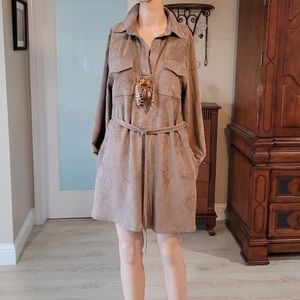 Long sleeve suede dress